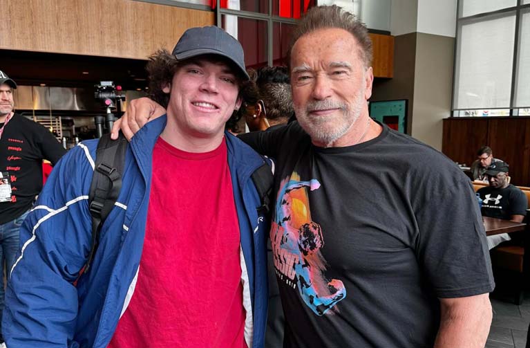 Sam Sulek with Arnold Schwarzenegger