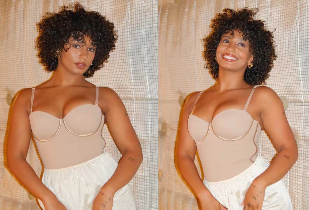 American professional dancer Dakayla Wilson posing in a stylish beige outfit